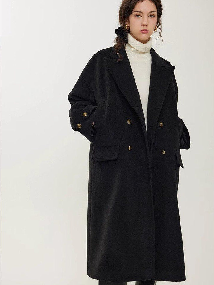 fano Minimalist Commuter Straight Fit Double Breasted Lapel Pocket Women Short Coat