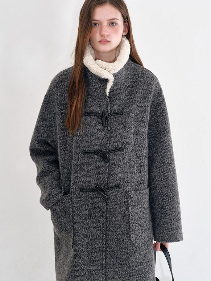fano Lambswool Blend Single Breasted Loose Midlength Heather Gray Long Coats