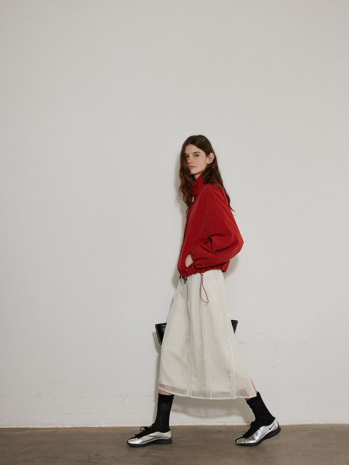 Lofi choose Breathable Drawstring Hem Loose Fit Stand Collar Women Zip Cropped Jackets