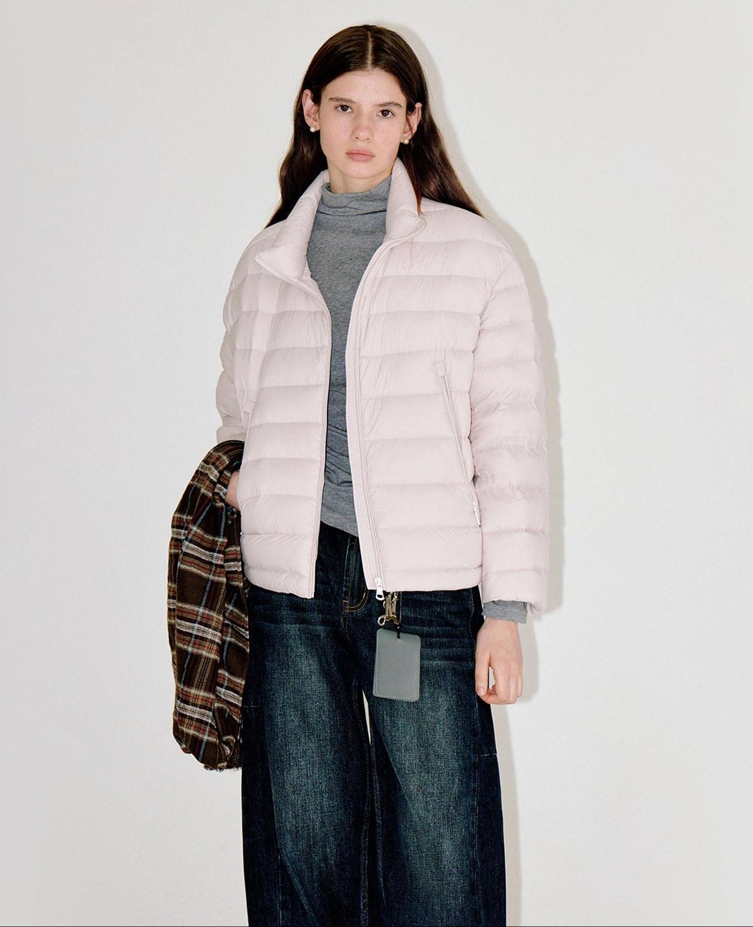 fano Warm 90 Percent Duck Down Straight Commuter Short Pink Fur Collar Down Jackets