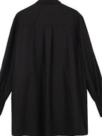 audreyyang Slimming Pleated Loose Longline Button Front Long Sleeve Women Blouses