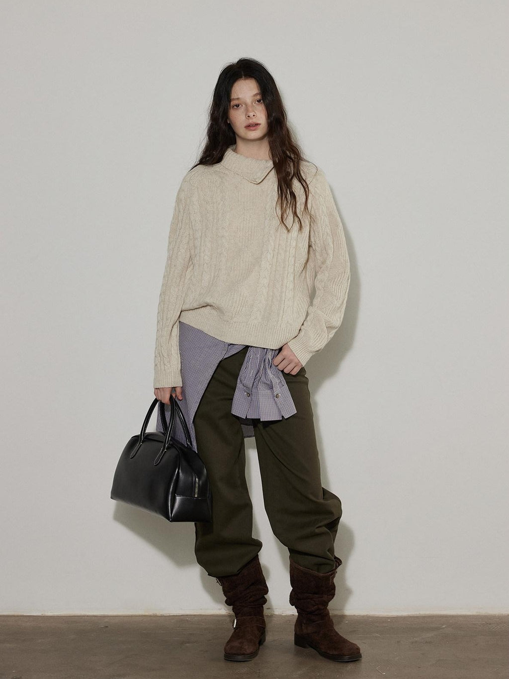 Lofi choose High Waist Washed Vintage Olive Zipper Fly Non Stretch Women Wide Leg Jeans