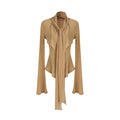 unspoken_Slim_Ruffle_V-neck_Bell_Sleeve_Knit_Pullover_Women_Ginger_Yellow_Blouses_MISSTT