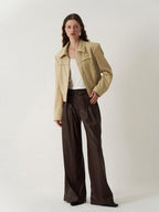 someone sometimes Sleek Pu High Waist Commuter Tailored Black Chestnut Wide Leg Pants