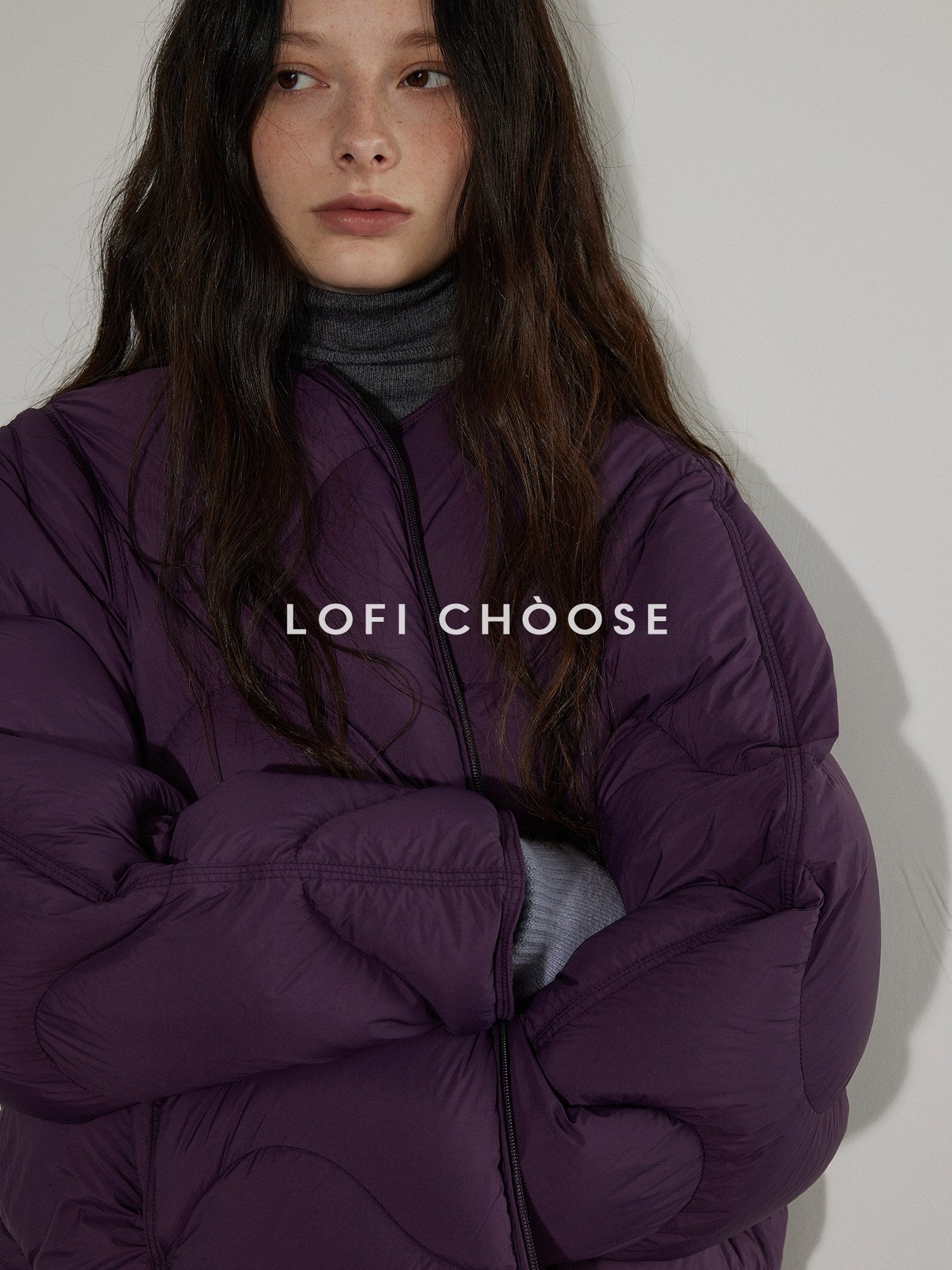 Lofi choose Ultra Warm 90 Percent White Duck Down Loose Commuter Wavy Zip Down Jackets