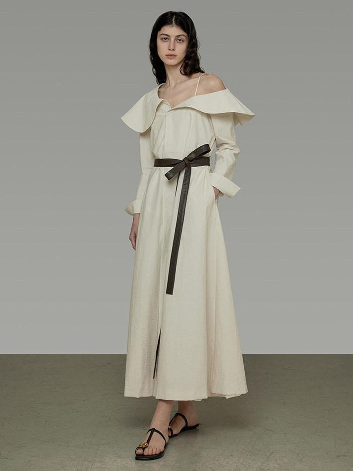 unspoken Comfortable Cotton Blend High Waist Asymmetrical Shirt Dress Office Maxi Dresses