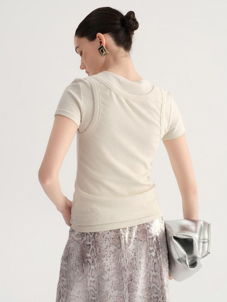 audreyyang Viscose Cotton Slim Fit Casual Round Neck Women Solid Short Sleeve T-Shirts