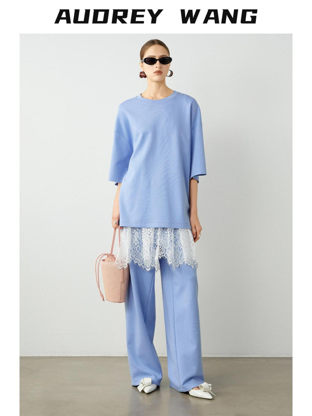 audreyyang Breathable Cotton Blend Minimalist Commuter Loose Fit Women Wide Leg Pants