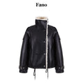 fano_Warm_Shearling_High_Collar_Double_Breasted_Loose_Fit_Women_Black_Leather_Jackets_MISSTT