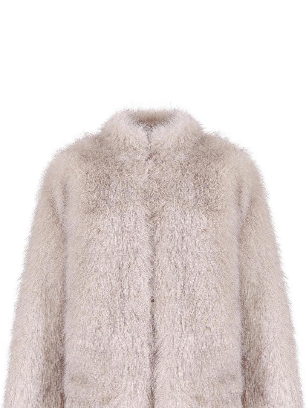 fano Warm Faux Fur Lined Oversized Stand Collar Casual Women Grey Apricot Short Coat