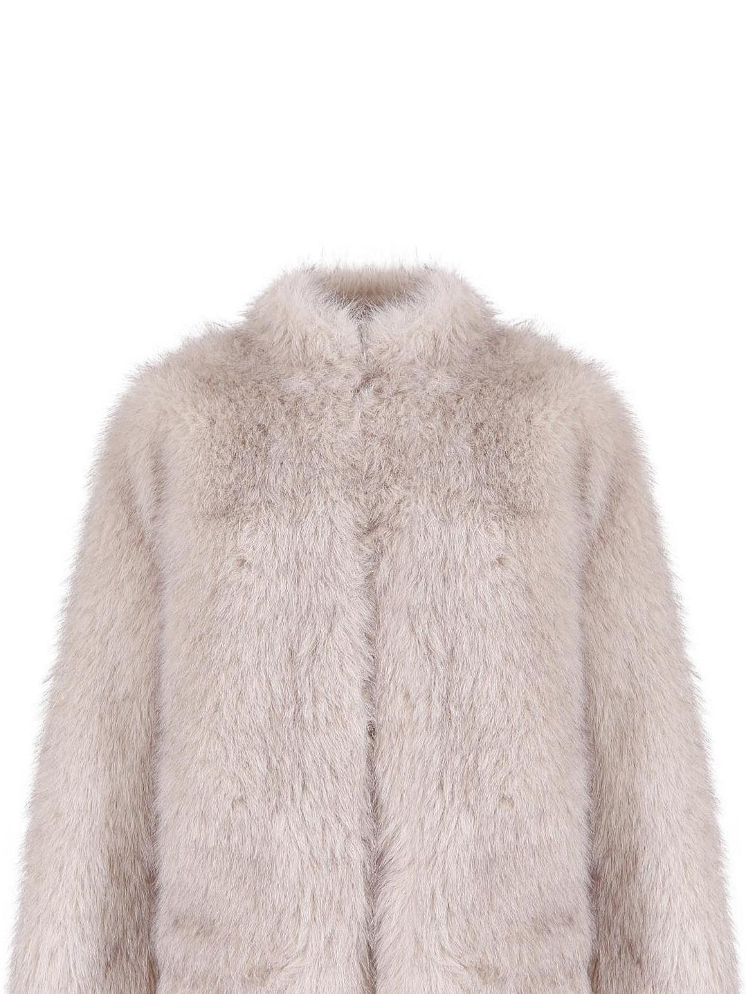 fano Warm Faux Fur Lined Oversized Stand Collar Casual Women Grey Apricot Short Coat