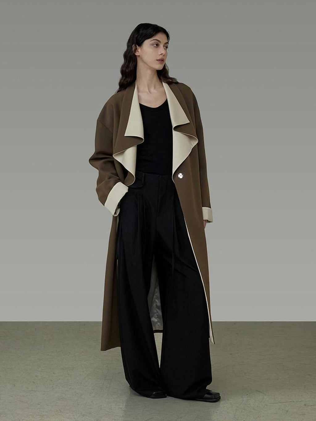 unspoken Minimalist Office Loose Longline Poly Blend Women Green Trench Coats