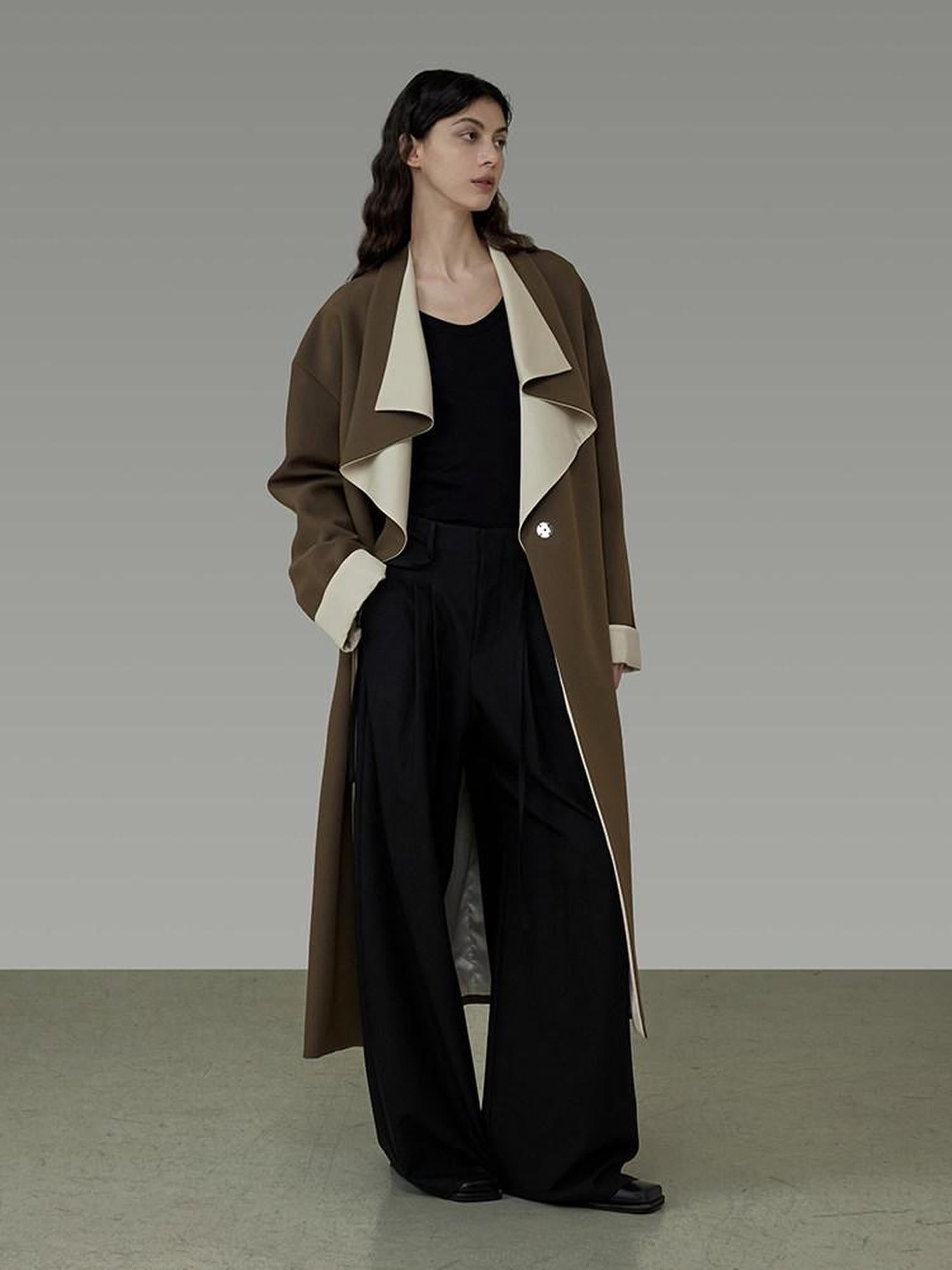 unspoken Minimalist Office Loose Longline Poly Blend Women Green Trench Coats