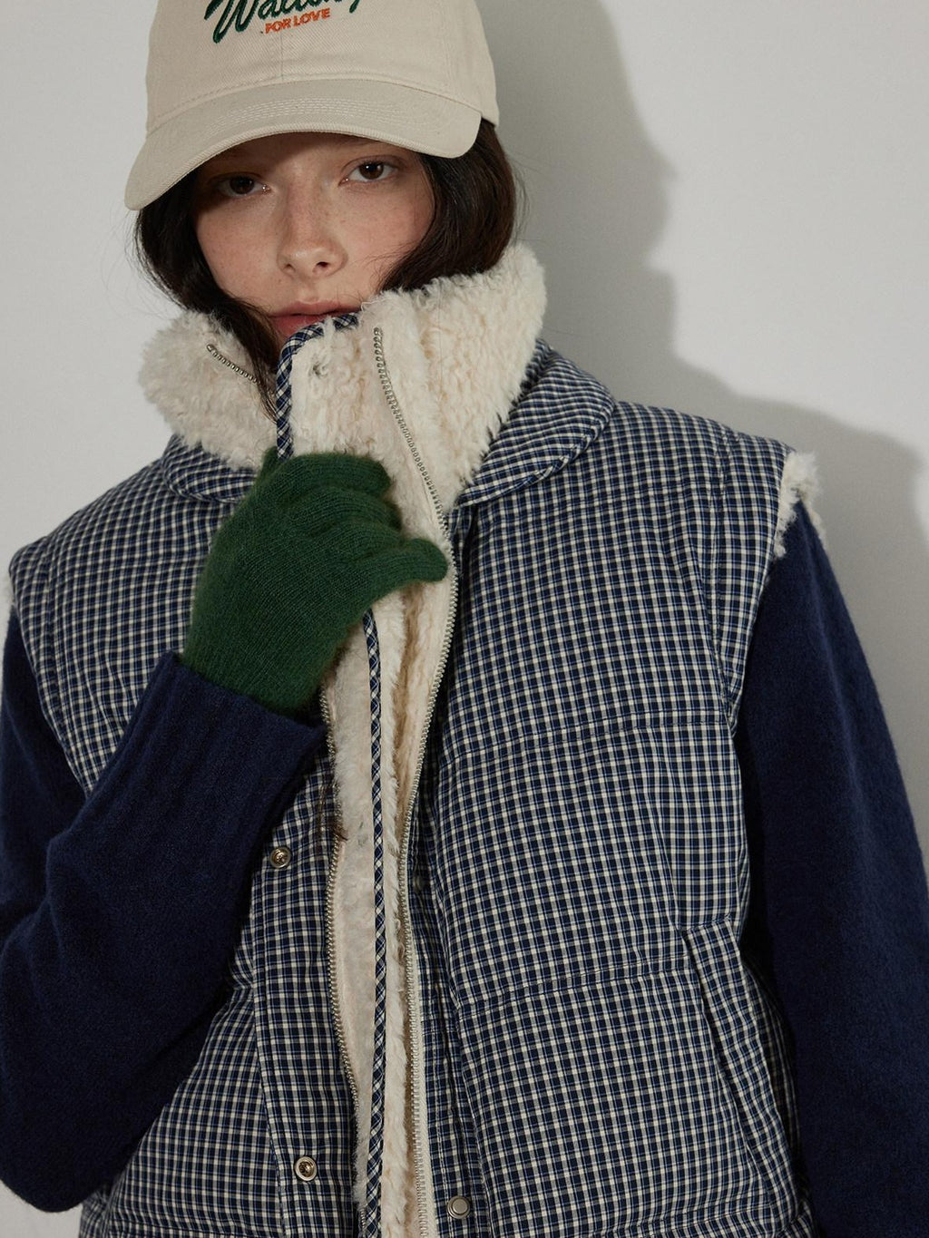 Lofi choose Warm Thick White Duck Down Loose Commuter Lapel Collar Zipper Blue Vests