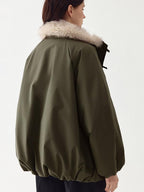 fano 90% White Duck Down Thermal Straight Fit Commuter Olive Zipper Down Jackets