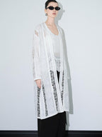 audreyyang Lightweight Breathable Loose Fringe Mid Length Women Cotton Solid Cardigans