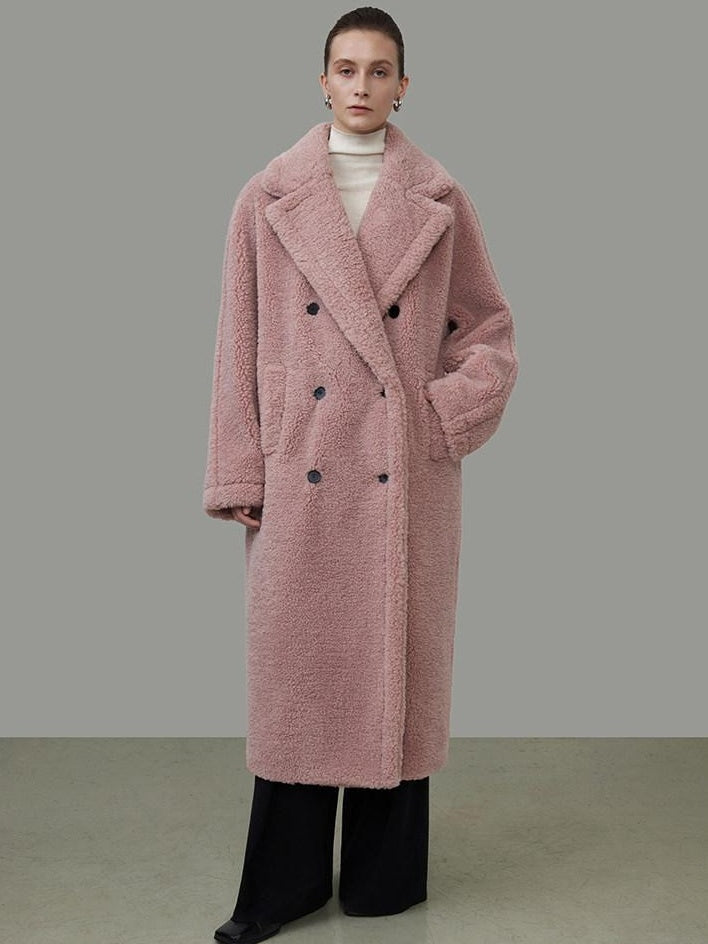 unspoken Thick Warm Tailored Straight Cut Double Breasted Long Women Wool Coats