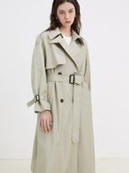 fano Minimalist Double Breasted Long Straight Fit Office Workwear Women Trench Coats