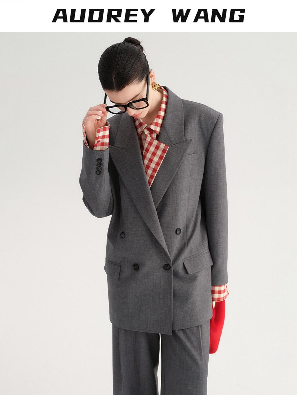 audreyyang Single Button Relaxed Fit Polyester Office For Women Long Sleeve Solid Blazers
