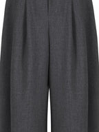 fano Lightweight Mid Rise Minimalist Flowy Young Women Polyester Grey Wide Leg Pants