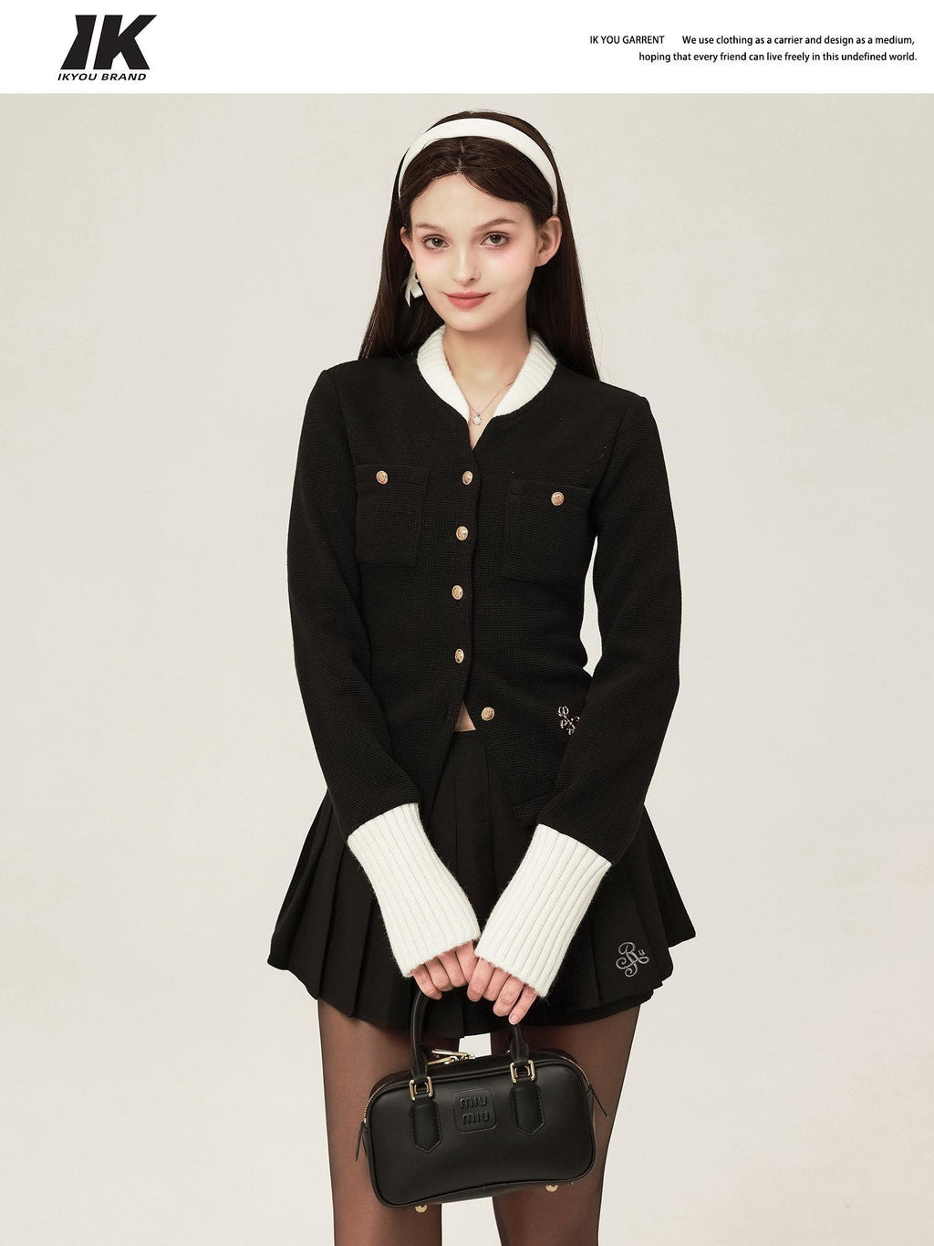 ikyou Warm Cotton Slim Embroidered Pocket Office Long Sleeve Button Solid Blouses