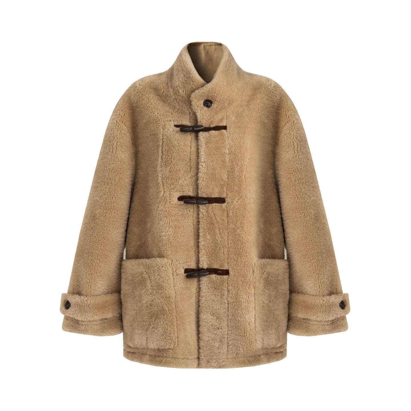 unspoken_Warm_Fur_Lined_Oversized_Stand_Collar_Khaki_Women_Short_Coat_MISSTT