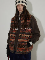 Lofi choose Thick Insulated Commuter Stand Collar Zipper Office Polyester Orange Brown Vests