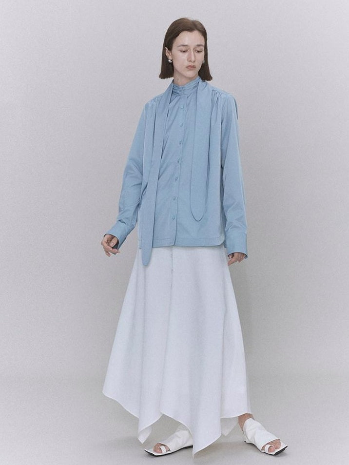 someone sometimes Recycled Viscose Linen Blend High Waist Asymmetric A Line Women Maxi Skirts