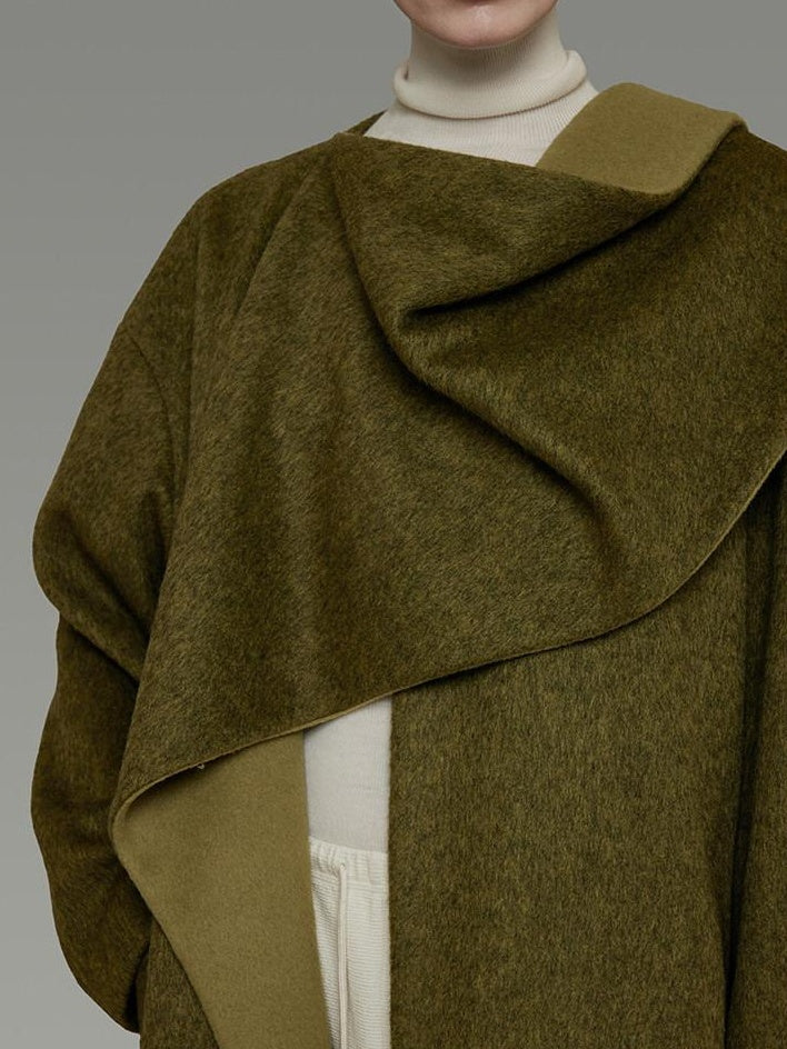 unspoken Asymmetrical Lambswool Blend Oversized Minimal Commuter Tailored Wool Coats