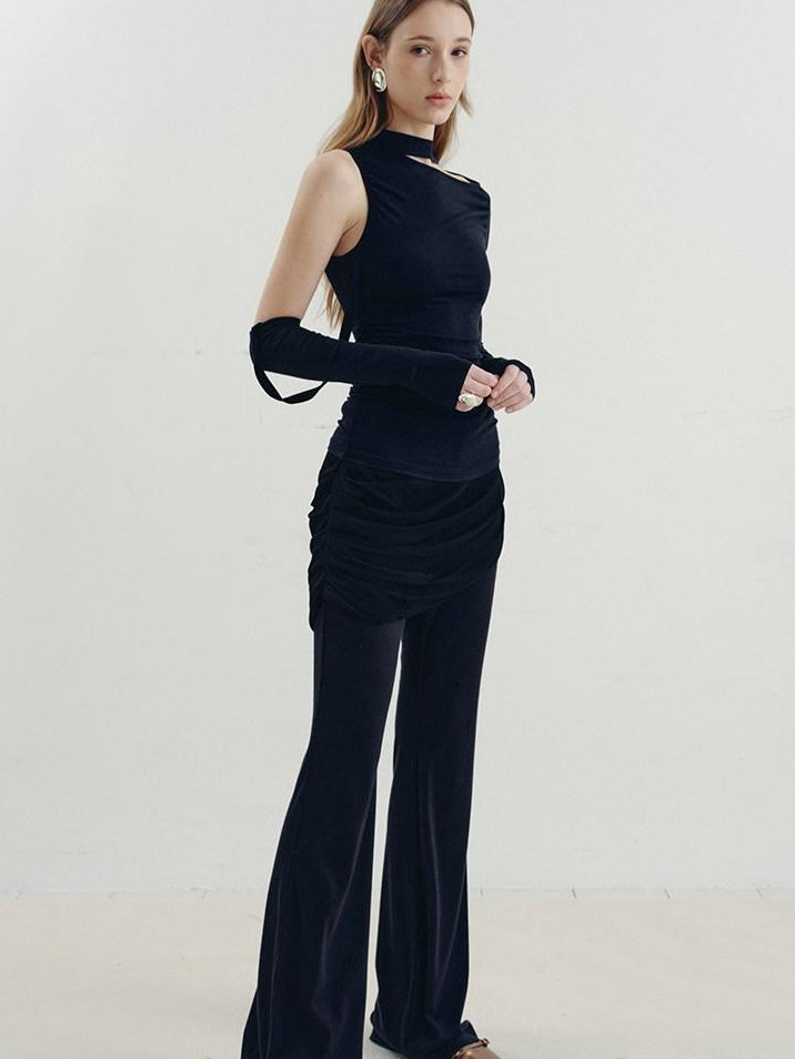 someone sometimes Viscose Cotton Blend Cutout Slim Fit Casual Women Asymmetric Neck Knit Sweaters