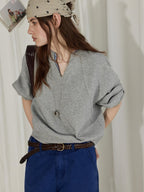 Lofi choose Soft Poly Cotton Blend Loose Fit Commuter Long Sleeve Heather Gray Sweatshirt