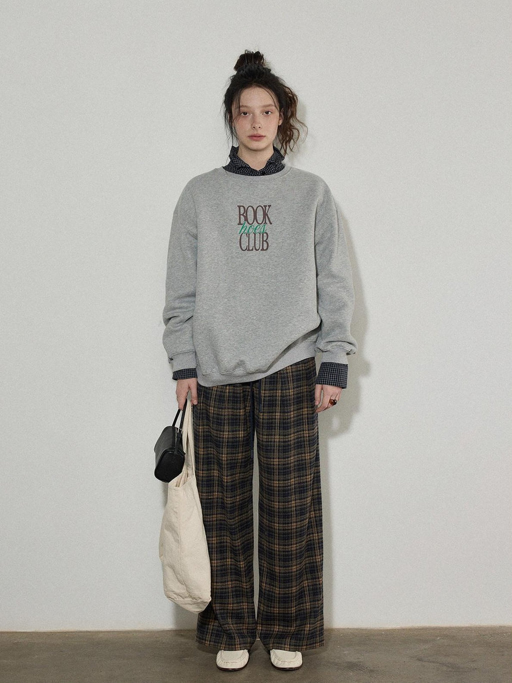 Lofi choose Fleece Lined Oversized Crew Neck Workwear Women Cotton Polyester Blend Sweatshirt
