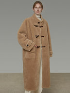 unspoken Warm Padded Stand Collar Loose Fit Women Commuter Khaki Long Coats
