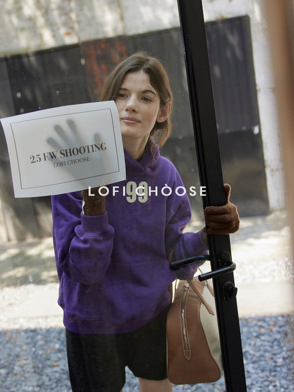 Lofi choose Loose Fit Oversized Hooded Long Sleeve Commuter Casual Purple Gray Hoodie