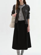 fano Shape Retaining High Waist Pleated A Line Casual Women Cotton Maxi Skirts