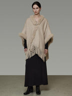 unspoken Pure Wool V-neck Hidden Button Oversized Apricot Minimal Work Knitwear Cardigans