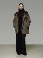 unspoken 90 Percent White Duck Down Hooded Loose Patchwork Cotton Warm Women Down Jackets