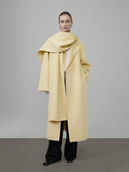 unspoken 100 Percent Wool Bright Yellow Long Straight Minimalist Office Wool Coats