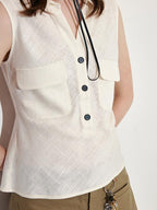 fano Breathable Viscose Linen Blend Slim Fit Office Commuter Solid Tank Tops