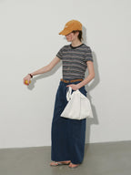 Lofi choose High Waist Washed Cotton Loose Office Women Waterwash Blue Wide Leg Jeans