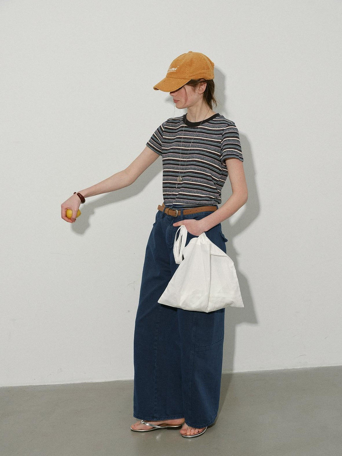 Lofi choose High Waist Washed Cotton Loose Office Women Waterwash Blue Wide Leg Jeans