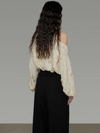 unspoken Breathable Skin Friendly Embroidered Loose Round Neck Long Sleeve Office Blouses