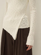 someone sometimes Polyester Blend Knit V-neck Slim Fit Sweet Ivory Women Long Sleeve T-Shirts