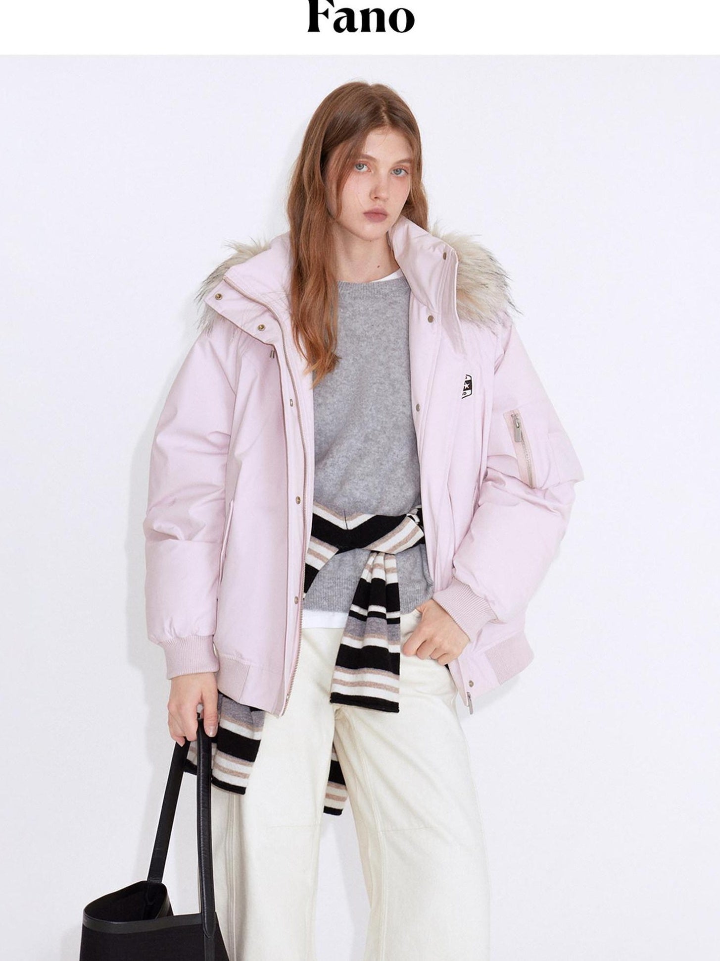 fano White Duck 90 Percent Down Removable Hood Casual Regular Women Pink Down Jackets