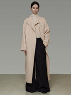 unspoken 100 Percent Wool Longline Thick Structured Relaxed Minimalist Blush Wool Coats