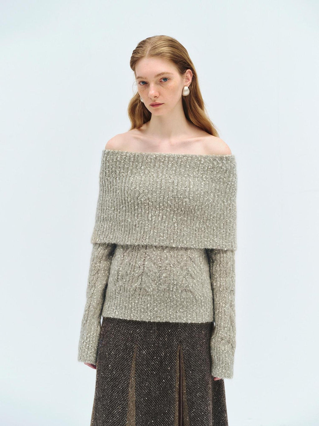 someone sometimes Wool Mohair Blend Oversized Casual Knit Pullover Women Dark Mist Green Sweaters