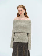 someone sometimes Wool Mohair Blend Oversized Casual Knit Pullover Women Dark Mist Green Sweaters