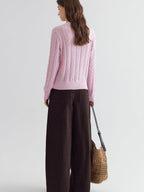 fano High Waist Cotton Warm Minimal Commuter Pocket Button Women Brown Wide Leg Pants