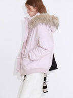 fano White Duck 90 Percent Down Removable Hood Casual Regular Women Pink Down Jackets