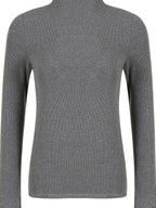 fano Viscose Silk Blend Slim Fit Half Open Collar Long Sleeve Women Knit Sweaters